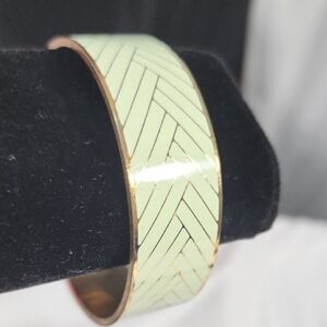 J. Crew Chic Gold and Light Green Chevron Bracelet